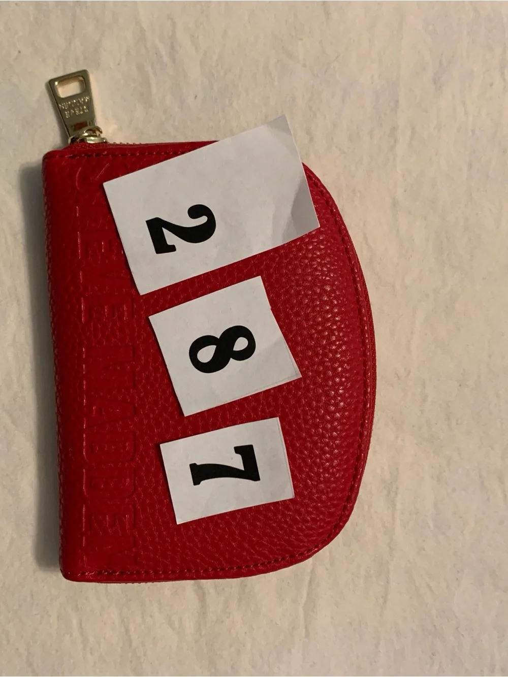 Steve Madden Red Pebbled Coin Wallet with Gold Hardware